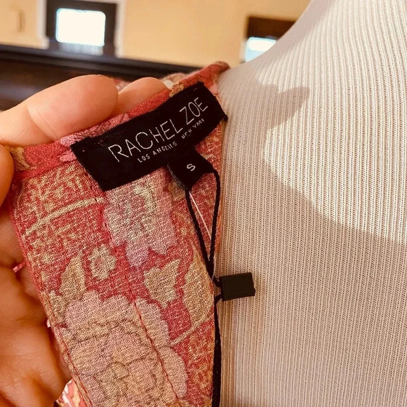 Rachel Zoe Pink Floral Tassel Peasant Top Women’s Size Small - Picture 8 of 10